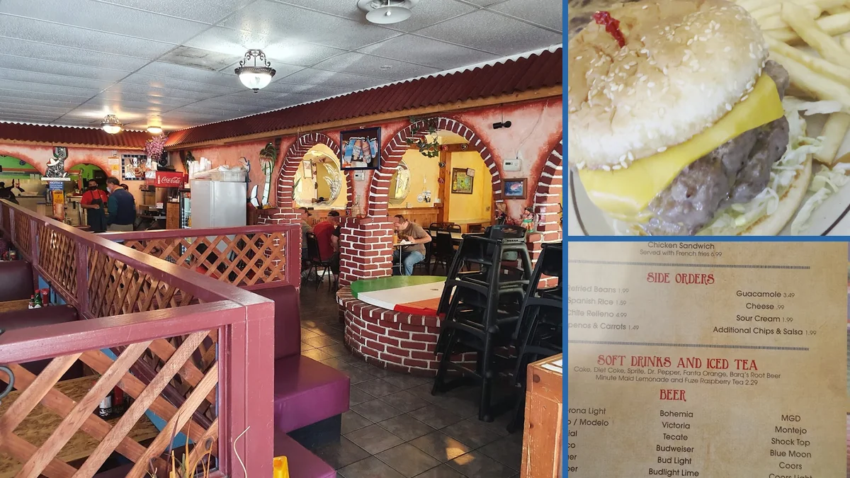 Mexican dishes served in a casual dining room.